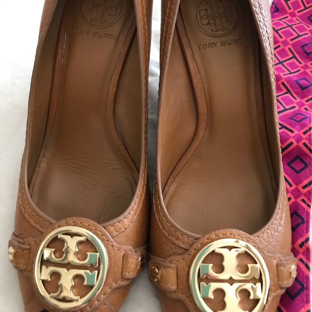 Tory Burch stacked heels, excellent condition